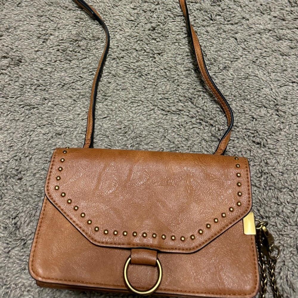 Brown Studded Crossbody Bag